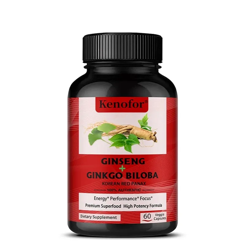 Ginkgo Biloba 1000mg Capsules - With Vitamin B & Zinc Brain Health & Memory Support Gluten-Free Non-GMO Vegan Supplement