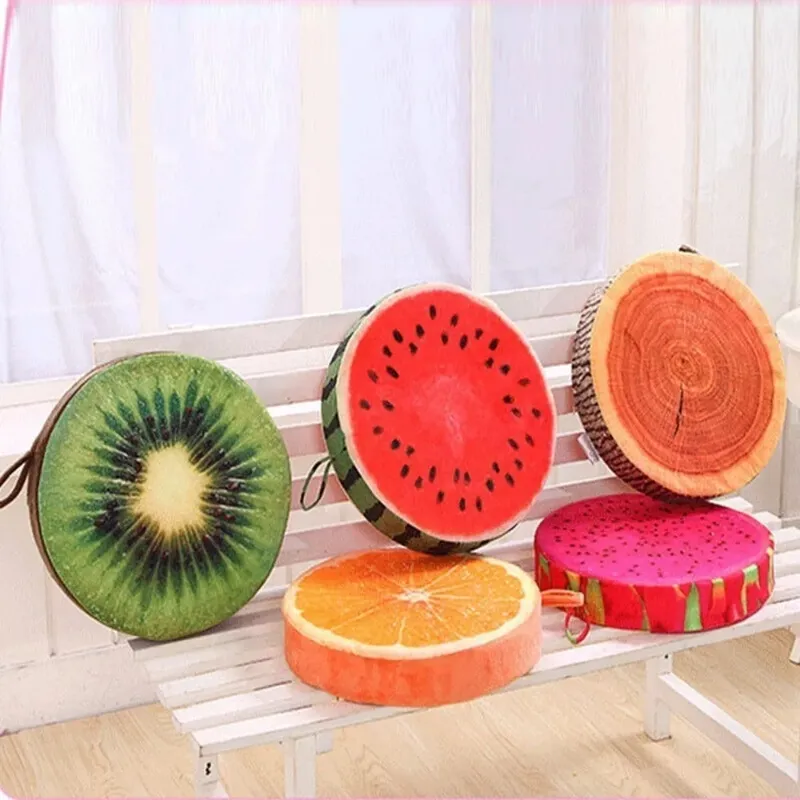 Soft Round Fruit Pillow Simulation Fruit Slice Print Seat Cushion Stuffed Inner Plush Fabric Sofa Cushion Sofa Decor — image 5