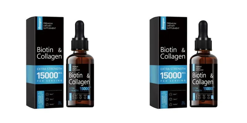 Googeer Biotin Collagen Drops 15000 Mcg Per Serving 30ml 1 Fl Oz Bottle with Ginseng and Licorice Extracts Supports Hair Care