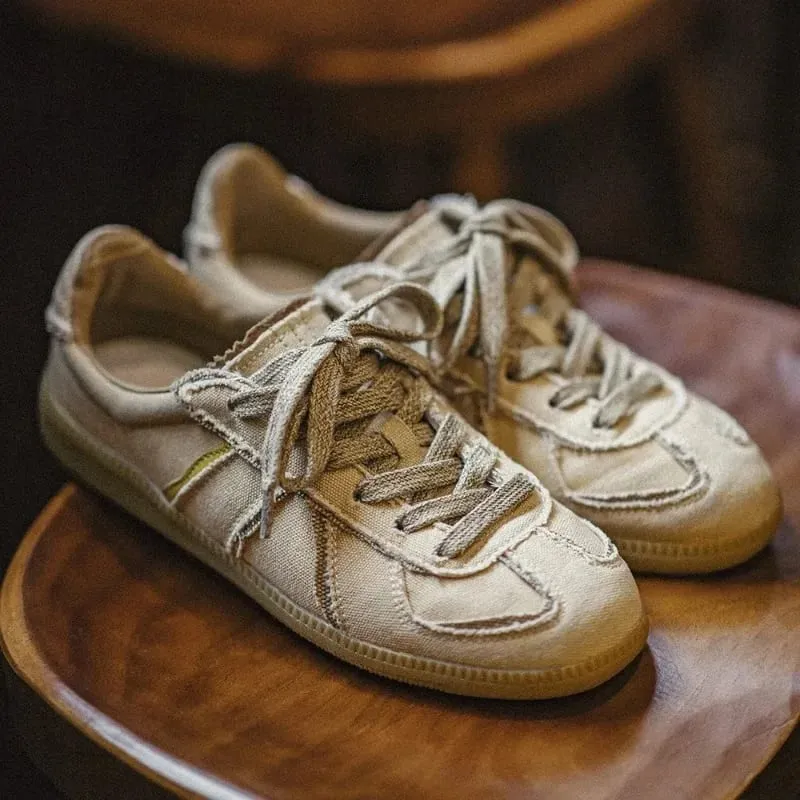 Classic Spliced German Trainer Shoes Flat Low-top Sneakers for Men's Spring and Autumn Casual Lace-up Sporty Shoes