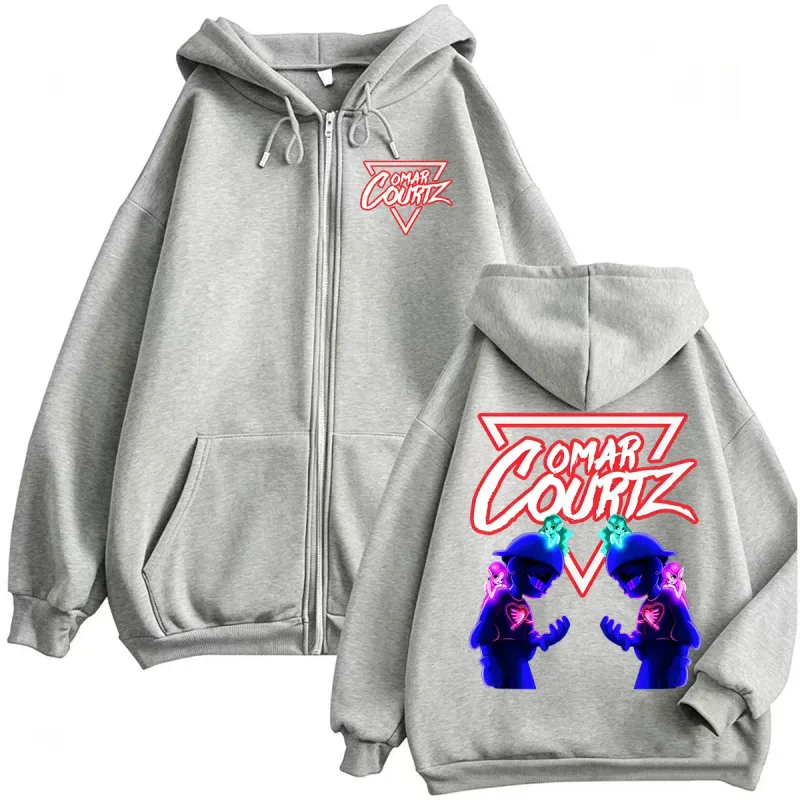 Omar Courtz Por Si Manana No Estoy Tour 2026 Zip Up Hoodies Men Women Retro Hip Hop Pop Music Sweatshirt Jacket Coats Streetwear