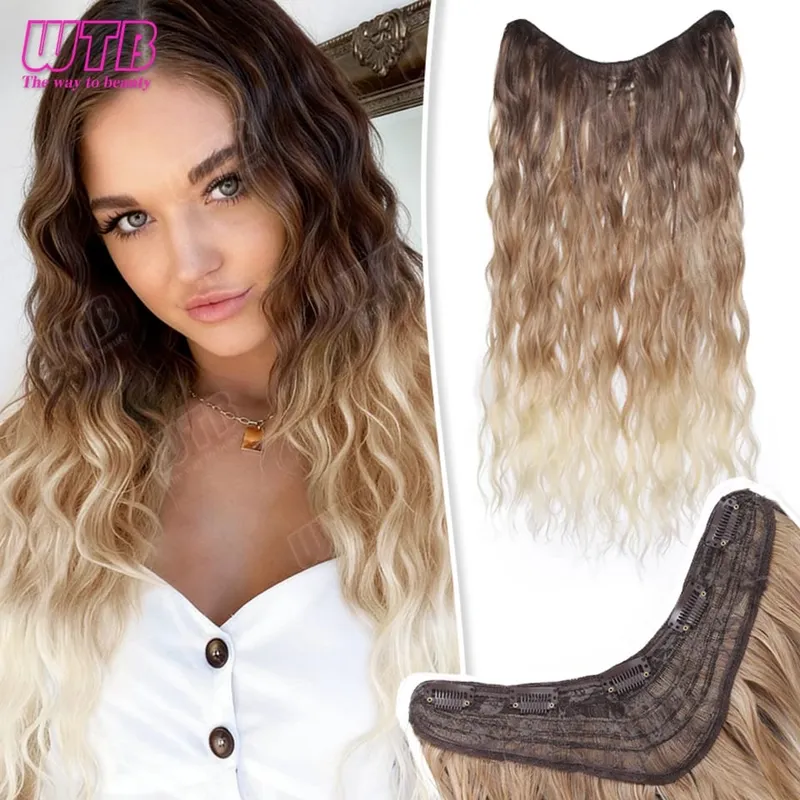 WTB Gradient Color Hair Extensions Synthetic Wig BB Clip Style Water Wave Pattern Suitable for Women's Daily Wear and Holidays