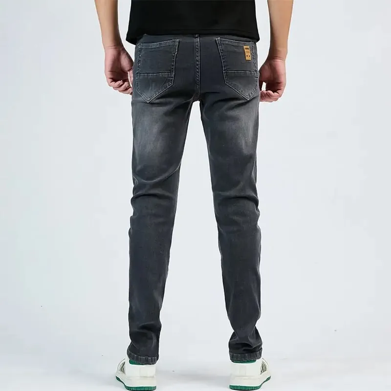 2025 Herfst heren witte slim fit rechte jeans casual stretch denim broek comfortabele mode streetwear mannelijke merkkleding