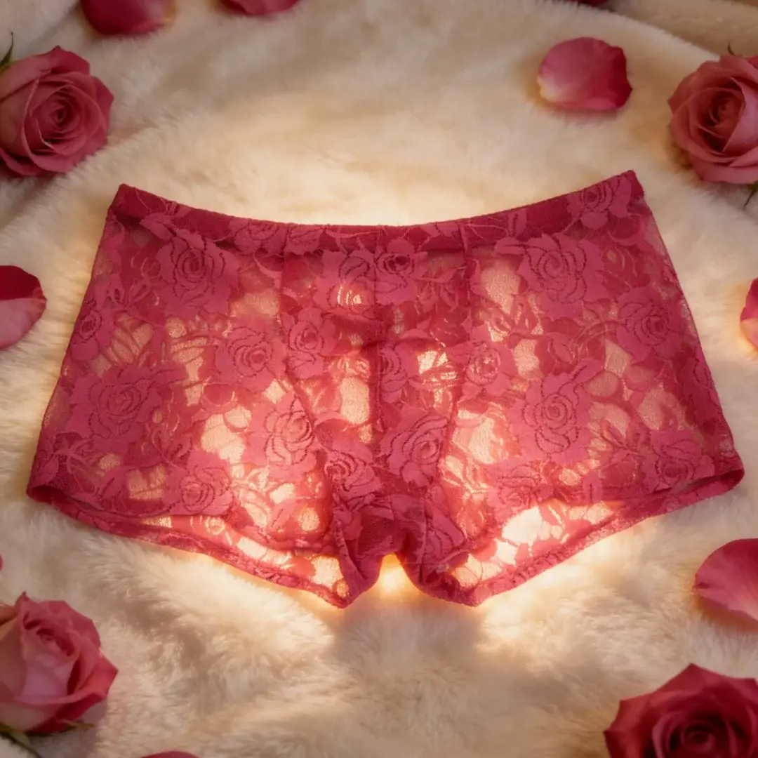1 pieza de bordado de encaje sexy de nuevo diseño de moda para hombres, ropa interior de esquina plana de encaje transparente de alta elasticidad, sexy, seda de hielo 3256811662670417