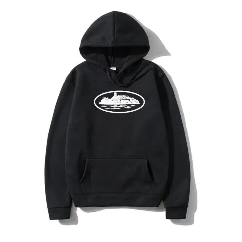 Yacht Graphic Black Hoodie Men Women Nautical Style Casual Hooded Sweatshirt Sailing Enthusiast Fashion Streetwear Top