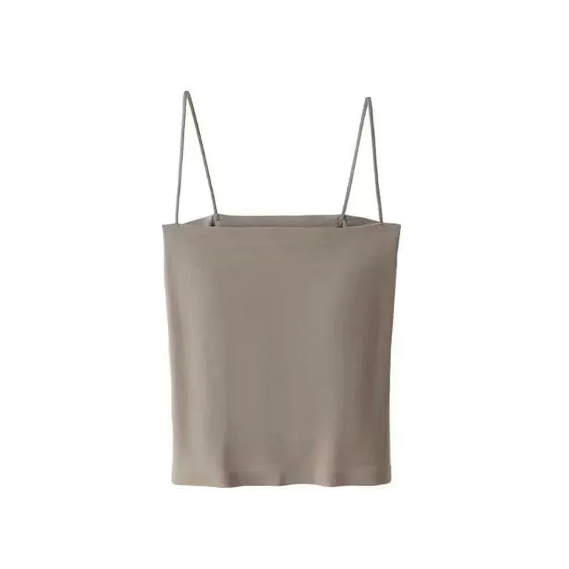 1pcs Womens Solid Thin Strap Tube Top Girls Slim Stretch Camisole Sleeveless Basic Layering Tank Vest Summer Ladies Daily Wear