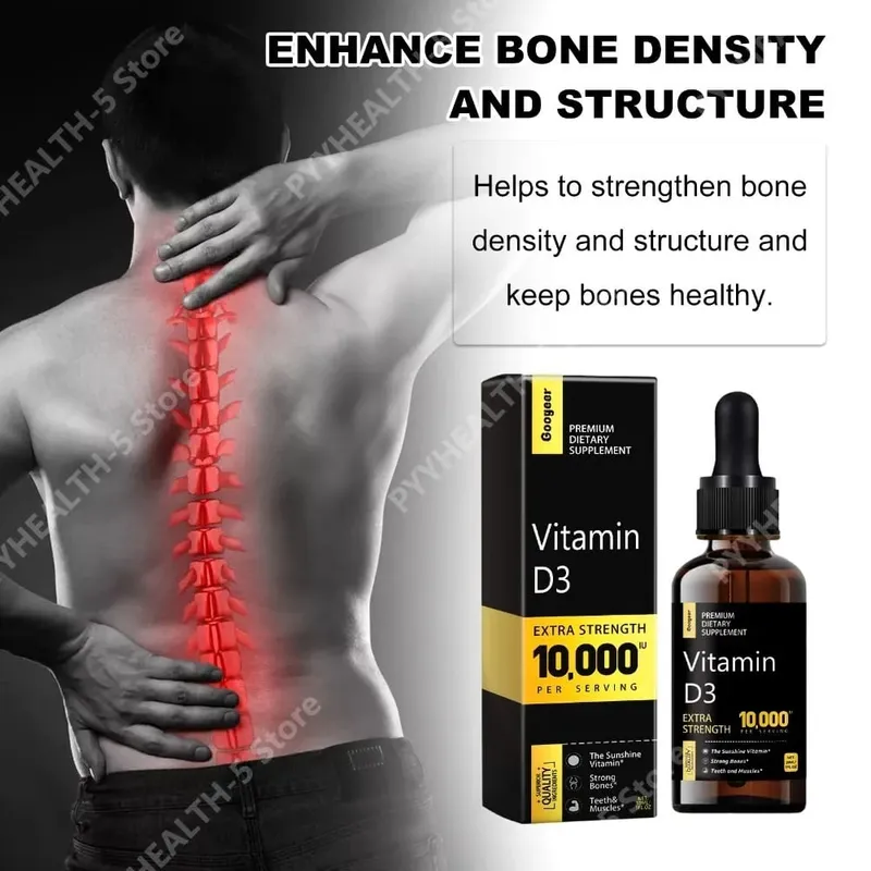 Vitamin D Liquid 10 000 IU Extra Strength Quickly Absorbed Supports Strong Bones with Vitamin C and Calcium 30 ML Net