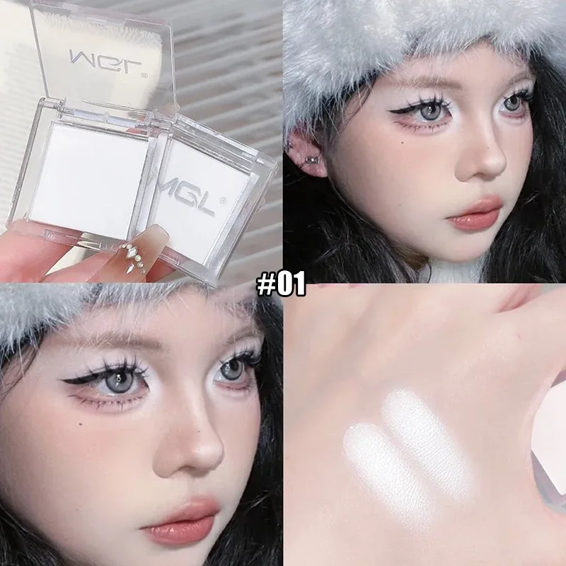 Matte White Monochrome Eyeshadow Palette Natural 3D Brightening Eyeshadow Highlighter Powder Long-Lasting Eye Makeup Palette