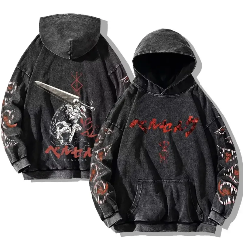 Berserk Anime Clothing Guts Cool Graphic Print Hooded Men Women Oversized Hoodies Cooton Casual Sweatshirt Harajuku Streetwear