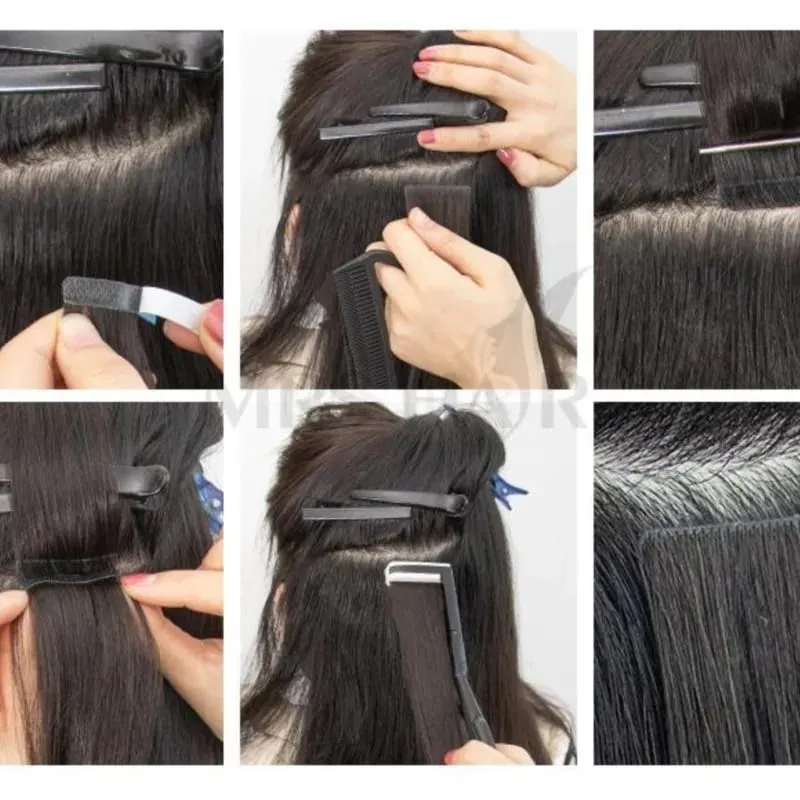 Invisible Tape In Extensions Emberi Haj Seamless Pu Skin Weft Injektált hajhosszabbítók Kézzel kötött ragasztók Tape-Ins 10db/csomag