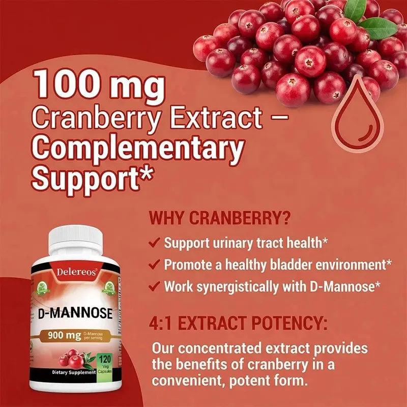 D Mannose Vegetarian Capsules - UTI Health Support Non GMO Vegetarian Friendly 120 Capsules