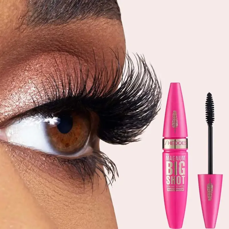 Big Shot Waterproof Mascara Volume Express Curling Lash Mascara Smudge-Proof Thick Black Eyelash Makeup For Fuller Lashes