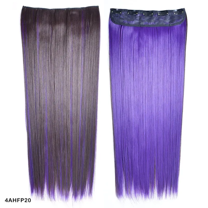 Jeedou Piano Color Hairpiece Clip-In Hair Extension 5-Clips One Piece Long Straight Synthetic Hair For Girls Ladies Daily Use