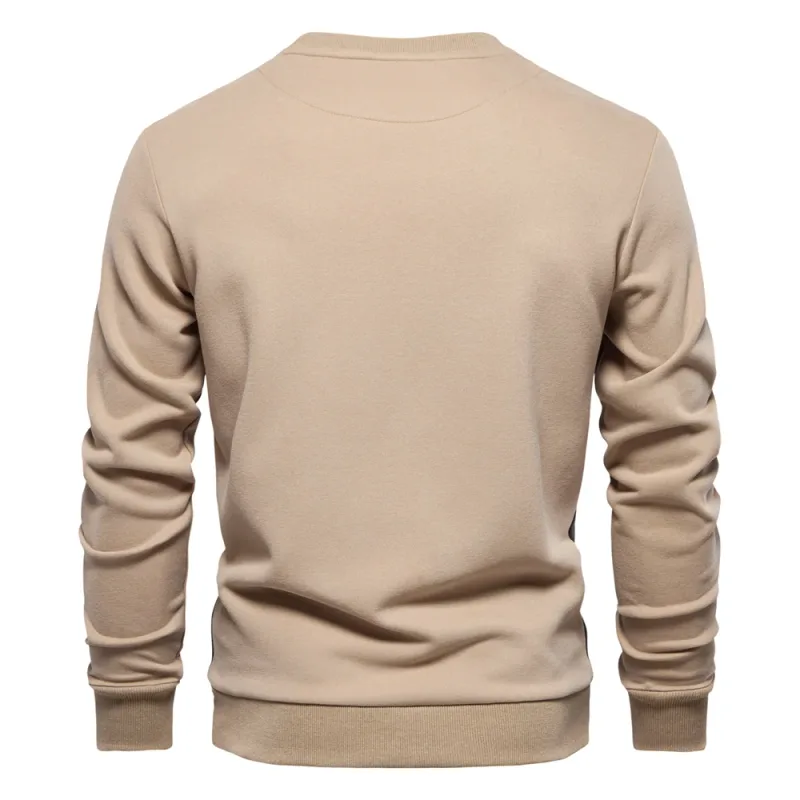 Mens Patckwork Cotton-blend Crew Neck Sweatshirts Fashion Casual Sport Round Neck Pullover Sweatshirt for Men