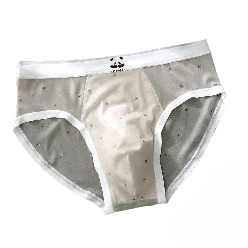Men's Briefs Ultra-Thin Ice Silk Seamless Panties Floral U Convex Pouch Underwear Sissy Lingerie Transparent Underpants