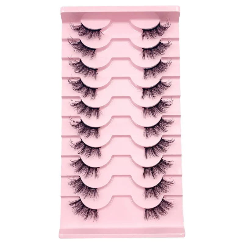 3D Cat Eye Lashes Half Eyelashes 10 Pares Half Lashes Natural Clear Stem False Eyelash Extension Makeup Faux Cils maquiag