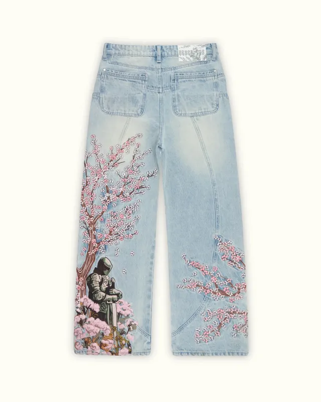 Y2K retro casual fashion high street pattern men's jeans floral tiger pattern loose high waist wide leg casual women's jeans