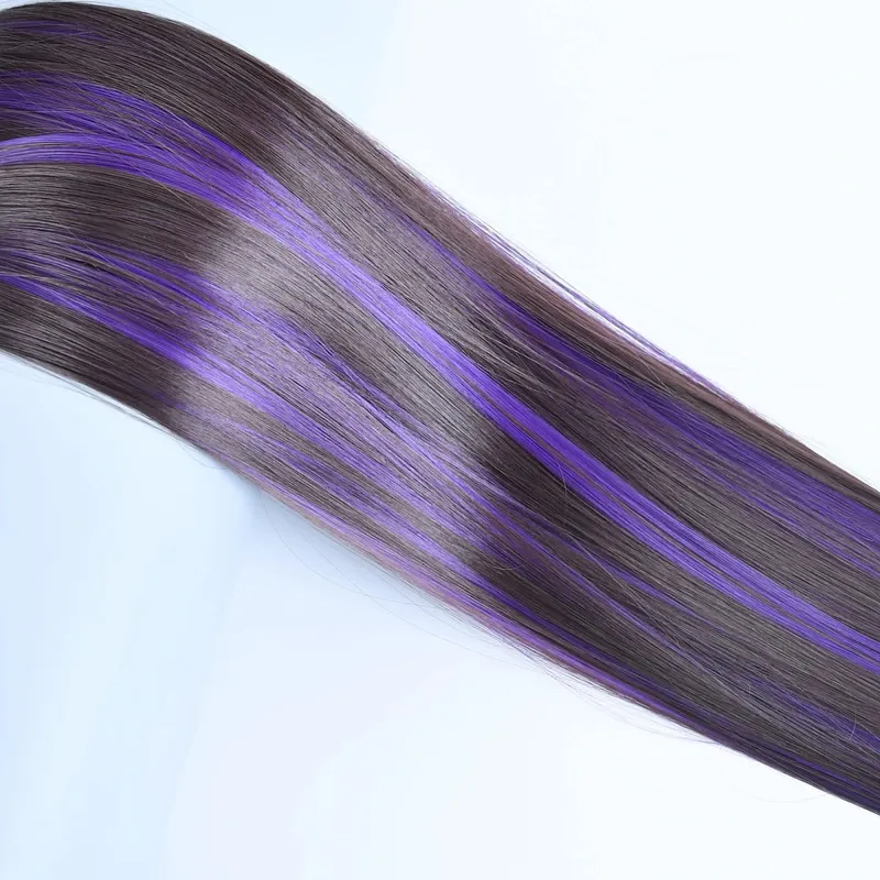 Jeedou Clip-in Hair Extension 5Clips One Piece Straight Synthetic Hairpiece Blue Brown Green Red Highlighted Piano Color