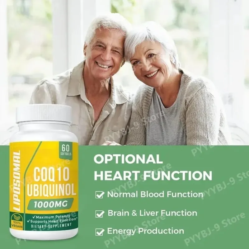 CoQ10 Ubiquinol 1000 mg vegane Kapseln 60 CT liposomales hochabsorbierendes Coenzym Q10 für die tägliche Unterstützung der Herzenergie und Antioxidantien