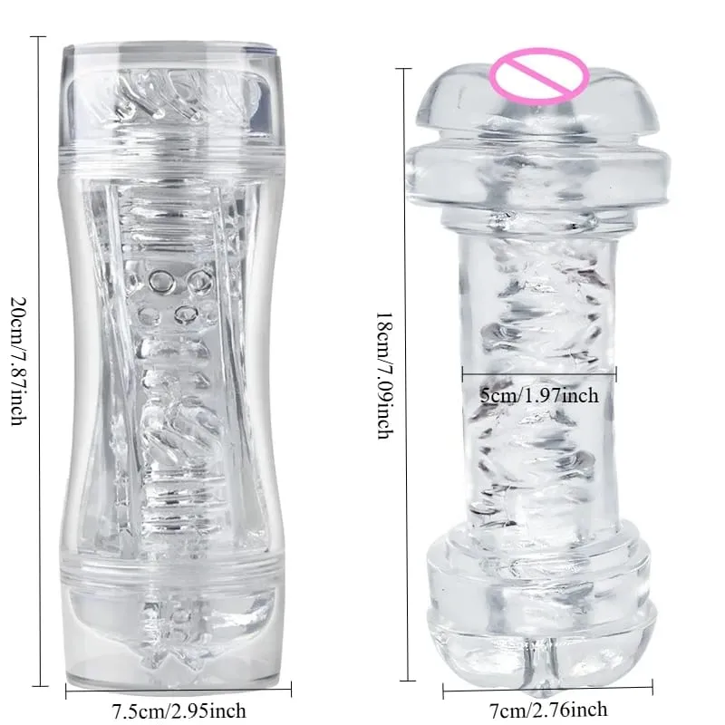 Male 3D Manual Masturbator Transparent Vagina Soft Pussy Sex Toys Realistic Adult Endurance Exercise Sex Toy Pocket Cup for Men