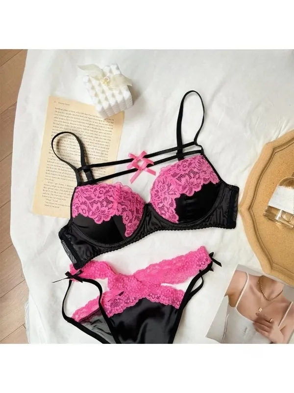 Sexy Lace Bra Set Women Ultra Thin Push Up Small Bust Anti-Sagging Comfort Party Lingerie Breathable Hot Sale Bra and Panty Set