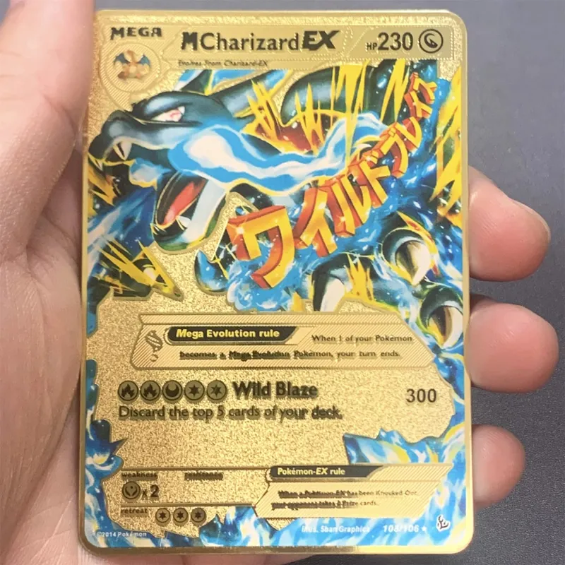 İngilizce Metal Pokemon Kartları DIY Arceus Mewtwo Charizard Pikachu Parlak Demir Pokémon GX Vmax EX Oyunu Çocuk Koleksiyonu Kart Oyuncak Hediye