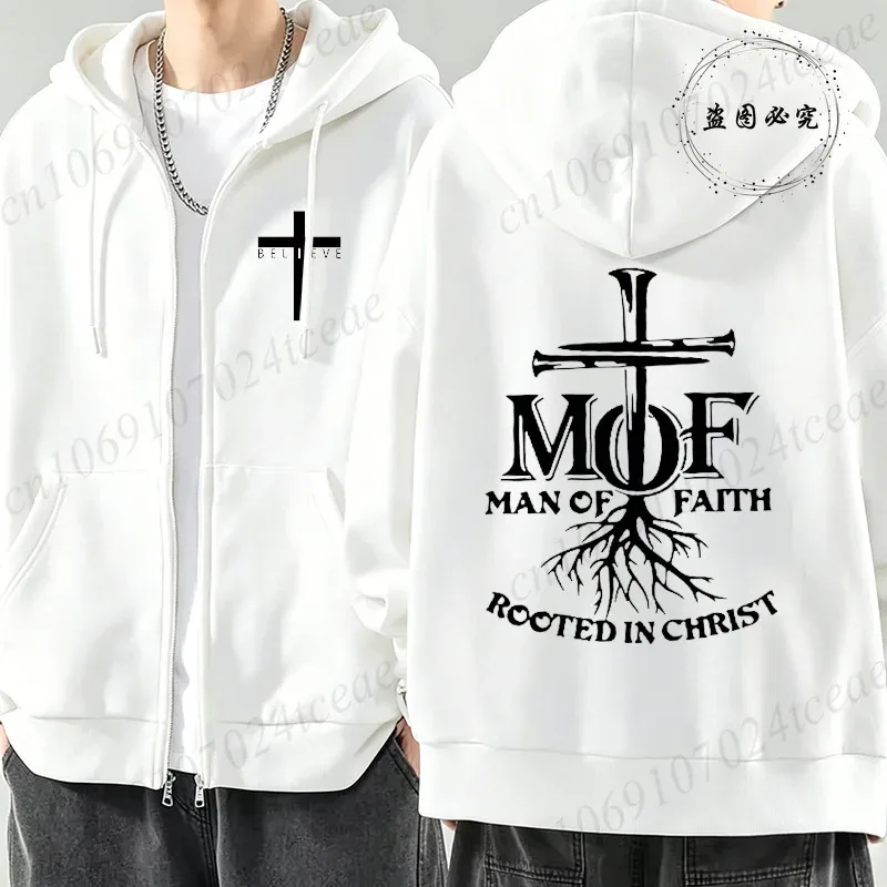 New Fashion Zipper Hoodies Christ Jesus Cross Print Men Hoodies Sweatshirts Fleece Hip Hop Street Hoodie Zip Up Sweatshirts Top
