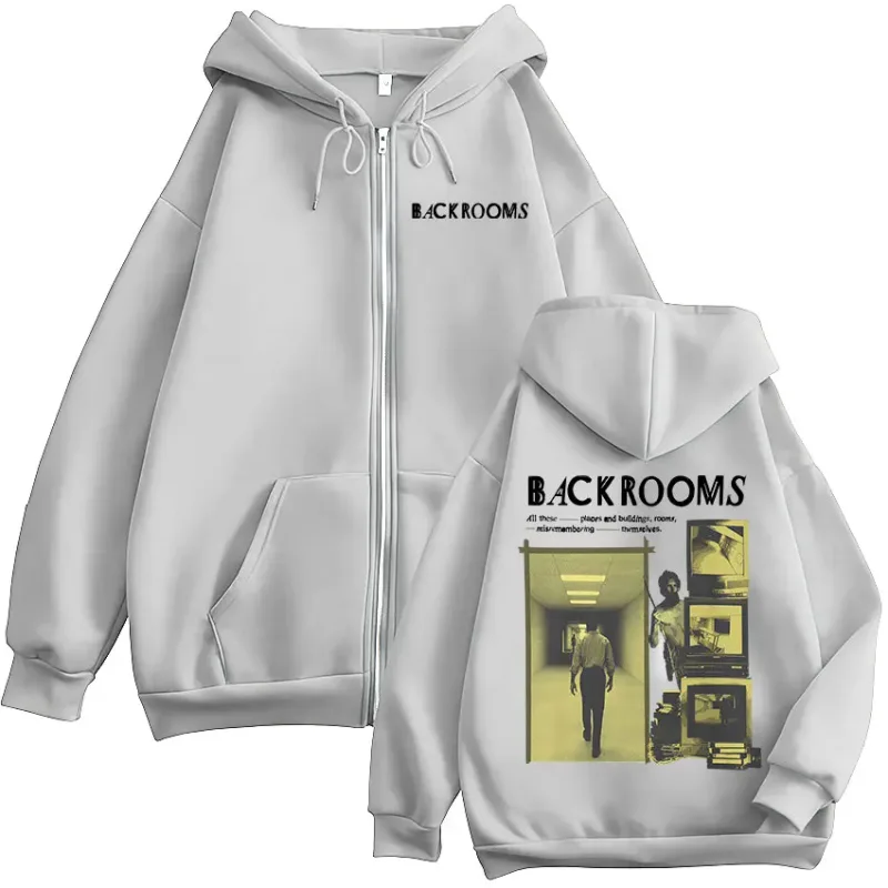 Horror Movie Backrooms Zipper Hoodies Men's Women Clothing Casual Long Sleeves Zip Up Hooded Sweatshirts Jackets Coat Streetwear