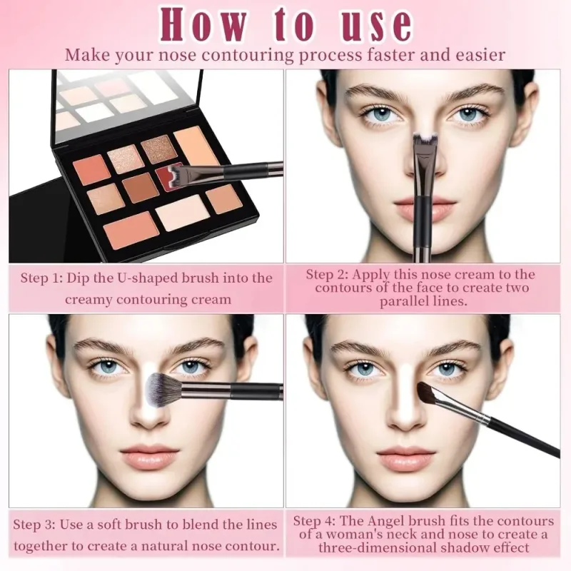 Professional 3/1Pcs Nose Contour Brushes 2 in 1 Makeup Brushes Set Dual Head Powder Blush Eyeshadow Contour Brush Beauty Tools