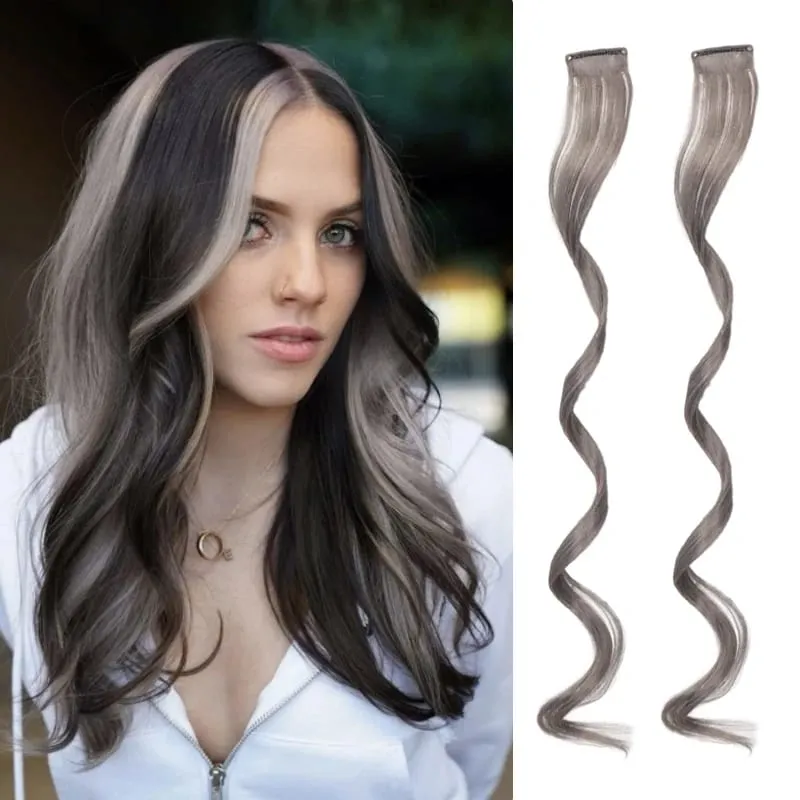 2 STUKS Regenboog Gemengde Kleur Clip In Hair Extensions 20 Inch Krullend Synthetisch Haar voor Meisjes Vrouwen Halloween Cosplay Party