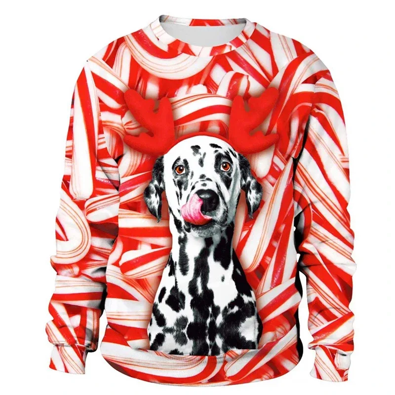Funny 2026 Ugly Christmas Sweater For Men Women New Xmas Cat Dog Pattern Sweatshirt Festival Party Crew Neck Pullover Hoodies