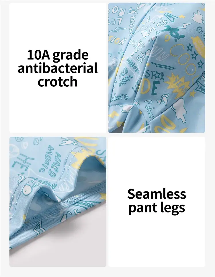 MiiOW 4Pcs Ice Silk Men Boxers 10A Antibacterial Crotch Man Panties Underpants Breathable Cartoon Print Men's Underwear Trunks