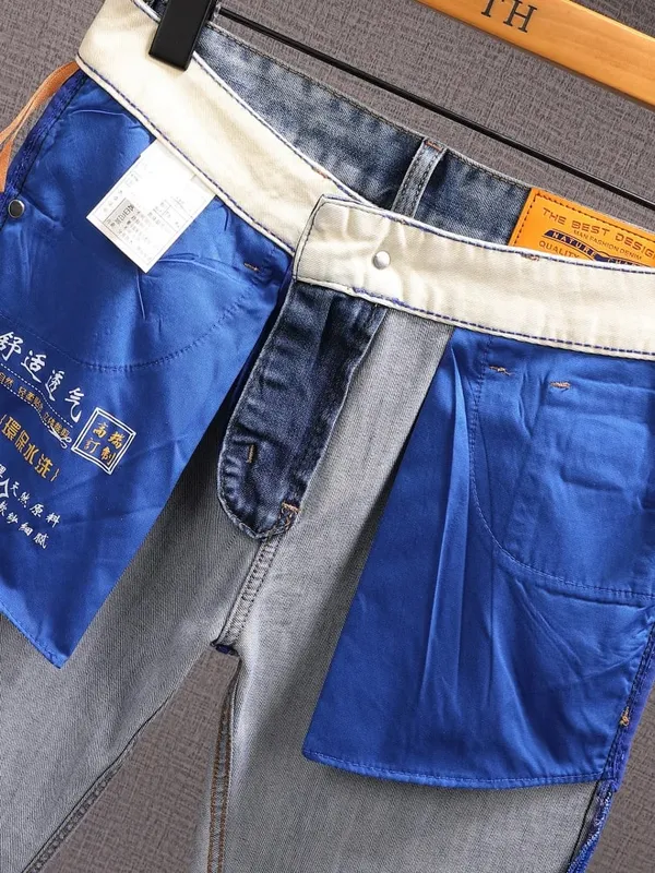 High-end Summer Thin Jeans Men20252023 Trend Embroidered Straight Casual Luxury Long Pants