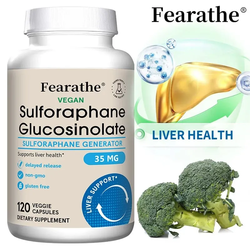 Kapsul Sulforaphane Glucosinolate - Ekstrak Biji Brokoli dengan Detoks Hati Myrosinase & Sokongan Kesihatan Selular 120 Kiraan