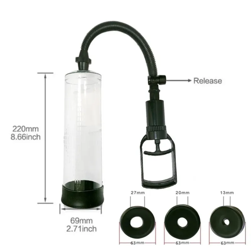 Penis Extender Enlarger Manual Vacuum Pump With Pressure Gauge Cock Exercises Training Device Stronger Bigger Ejaculation 18+