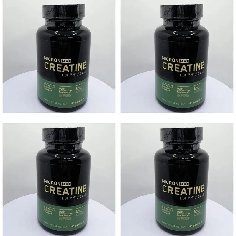 Micronized Creatine Capsules 100% Pure Creatine Monohydrate Muscle Building Support for Adults Sports Per Container 60 Capsules