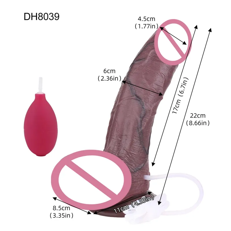 Silicone Lifelike Double Layers Ejaculating Penis Squirting Long Dildo With Sucker Anal Sex Toys For Men Women Masturbator — image 11