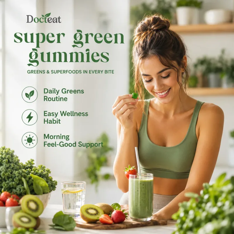 Super Green Superfood Gummies Multivitamin Vitamin A C D Chromium Antioxidant Immune Health Calcium Absorption 12 Servings