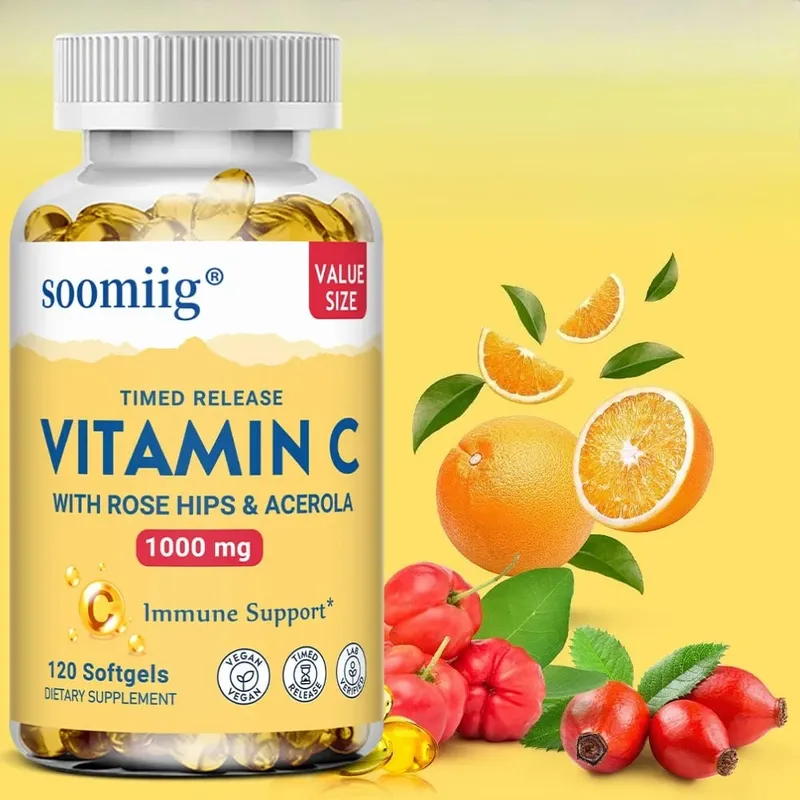 Vitamin C Capsules 1000mg - Immune Support Cellular Energy Production Improve Skin Brightening Skin Teeth & Heart Health
