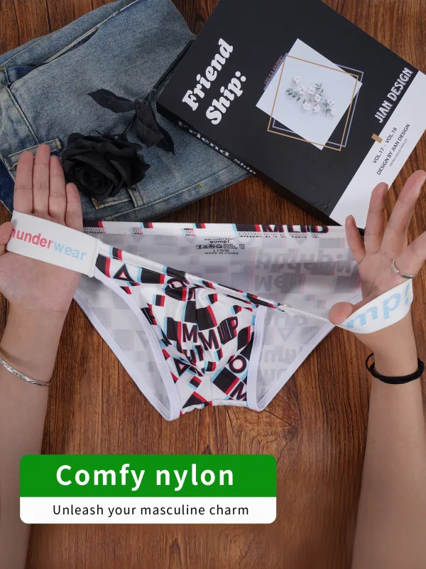 Men's Printed Briefs U Convex Pouch Elastic Waistband Letter Logo Breathable Fashion Underwear
