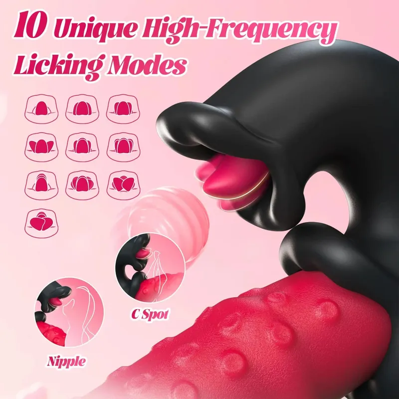 Powerful Thrusting Licking Vibrator G Spot Clitoris Stimulator Vibrating Vaginal Massager Adult Sex Toy for Women Couples