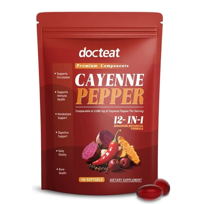 Cayenne Pepper Softgels with 12-in-1 Enhanced Botanical Formula for Antioxidant and Vascular Health Support 180 Softgels