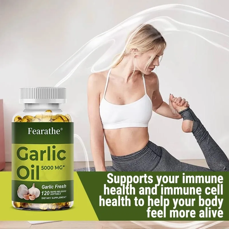 Premium Garlic Fresh 5000mg Garlic Oil Dietary Supplement for Heart Health and Circulation Support with Antioxidant NON-GMO