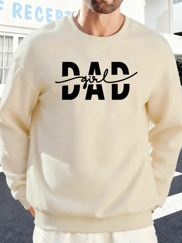 Dad Girl Letter Creativity Printing Pullover Men Autumn Warm Sweatshirts Oversized Fleece Hoodies Soft Casual Streetwear Male