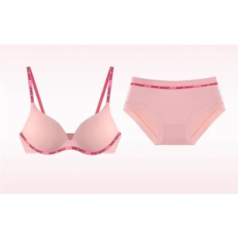 Trendy Dopamine Multicolor Seamless Bra Panty Set Sexy Push Up Small Bust Lift Wireless Soft Support Daily Party Plus Size 32-38
