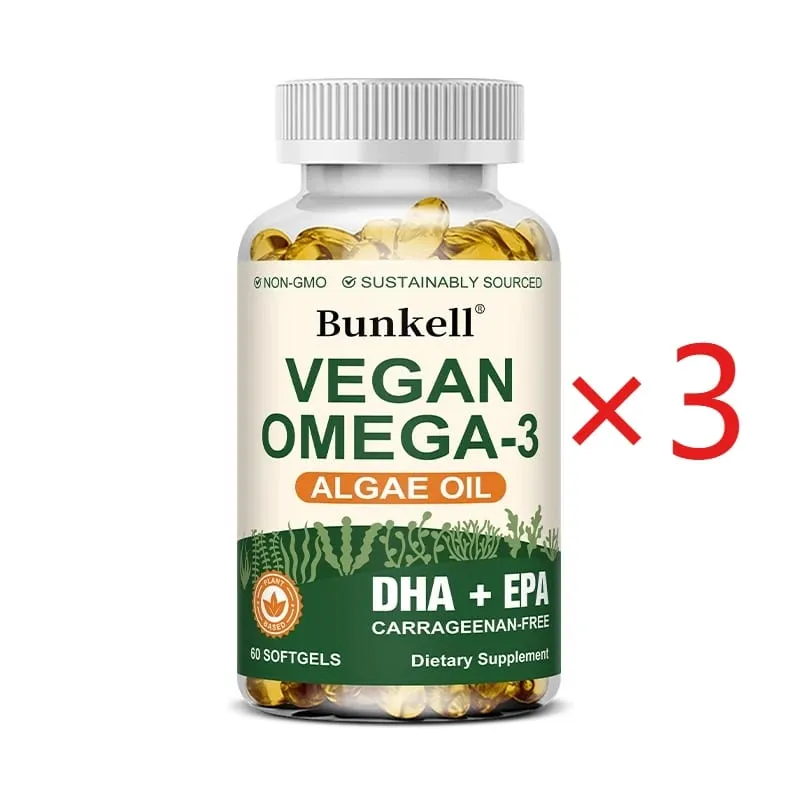 Omega 3 Algae Oil | Plus DHA EPA Non GMO Overall Health | Fish Oil Substitute 120 Capsules Soft Capsules