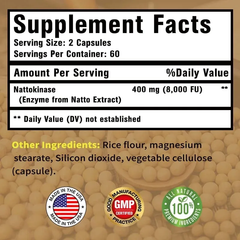 Nattokinase - Beauty and Skin Care Promotes Blood Circulation Maintains Blood Pressure Balance Supports Heart Health