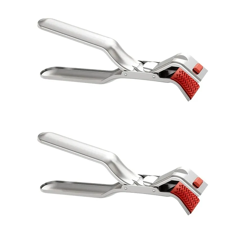 Heavy-Duty Stainless Steel Gripper Clips Hot Dish Plate Anti-Scald Clip Non-slip Bowls Clamp Holder for Frying Pans Steamer Oven
