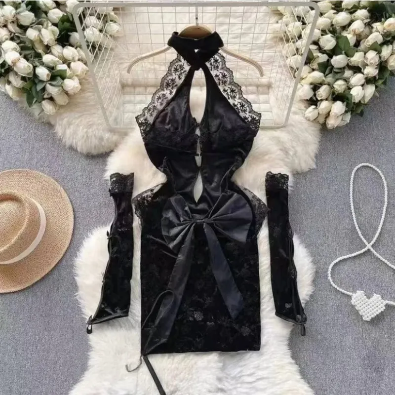 Woman Embroidery Floral Mesh Fashion Sexy Dress Chinese Style Short Sleeve Split Hollow Out Cheongsam New Gauze Sheer Dress