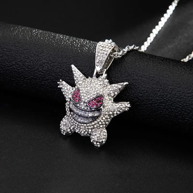 New Cartoon Pokemon Gengar Anime Figure Metal Necklace Decorative Necklace Hip Hop Necklace Jewelry Accessories Boys Gifts Toys